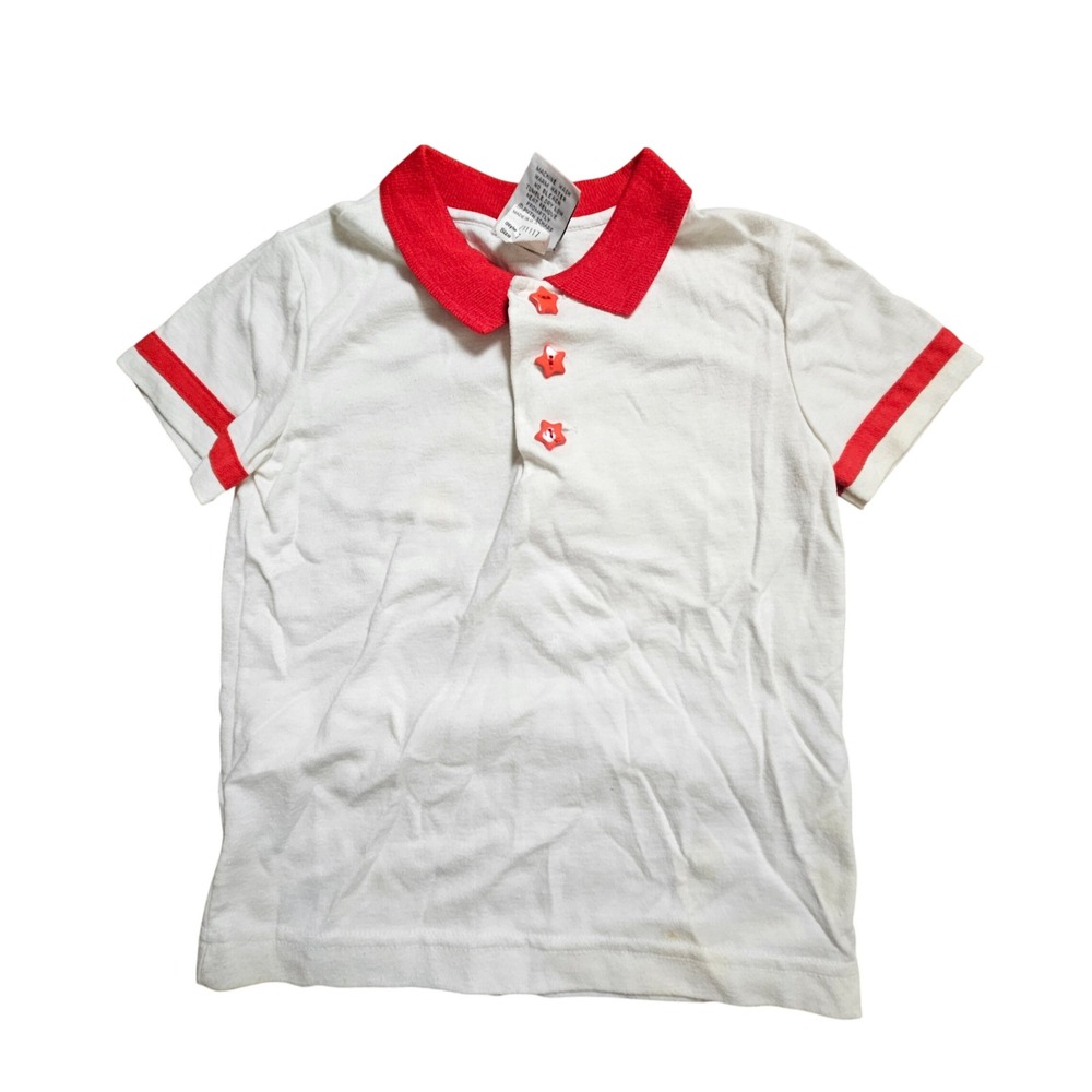 Vintage Scharf For Boys Red Star Button Polo Shirt‎ 7 Made In USA Retro Y2K